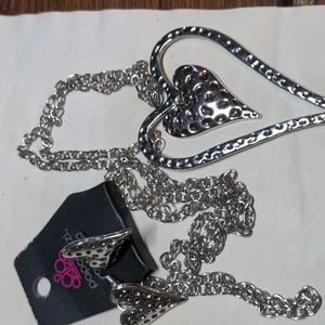 Heart necklace with earrings NWT
